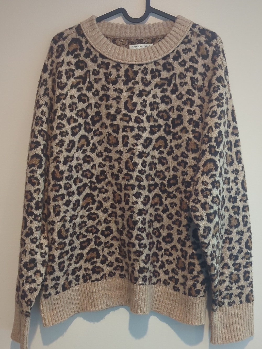 American Eagle Leopard Print Crewneck Sweater